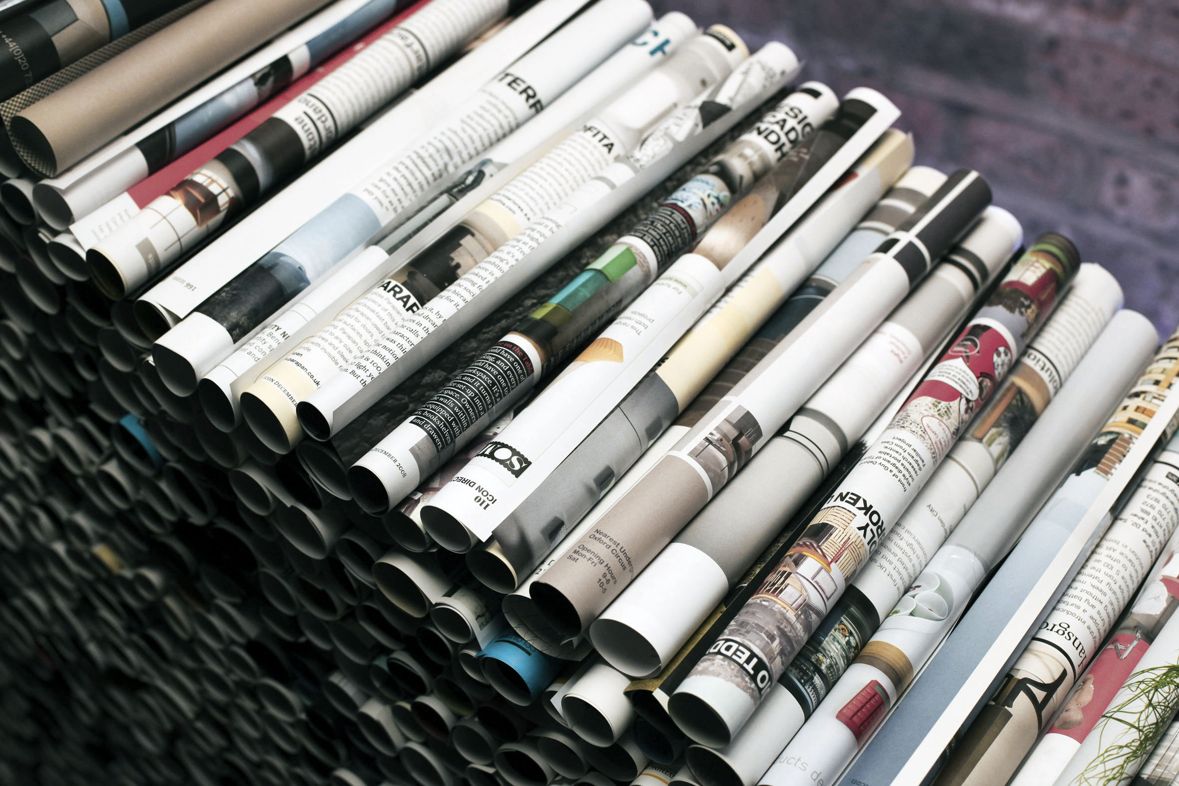 Fill The Void — detail of the rolled magazine ends